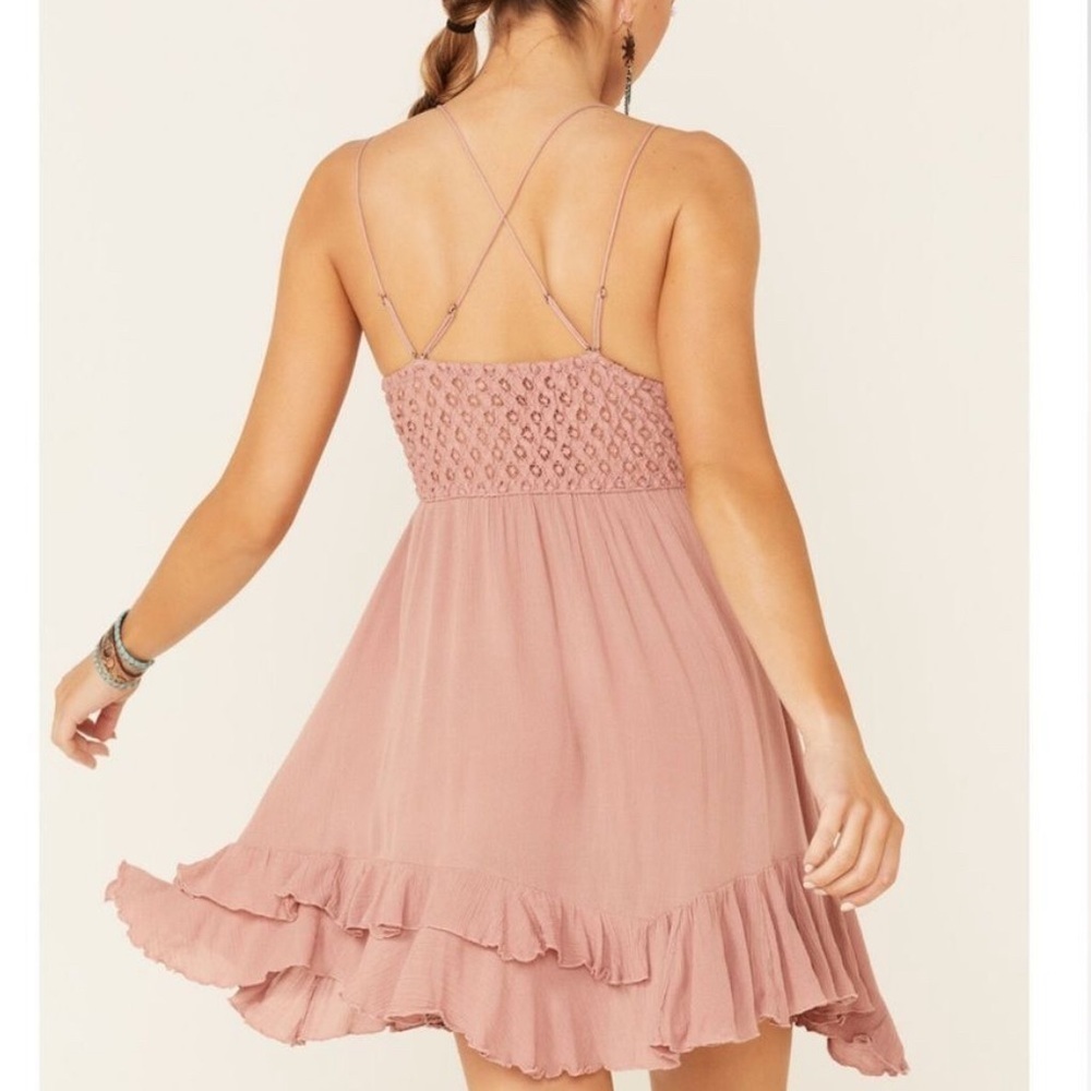 Free People FP Adella Pink Lace Mini Dress nwt,#18 - Picture 4 of 5